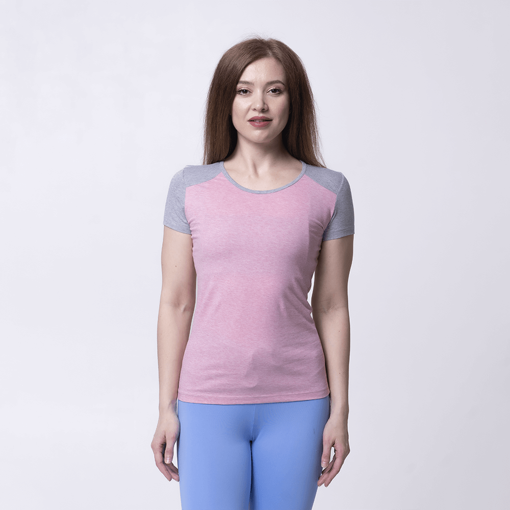 Серо-розовая женская футболка