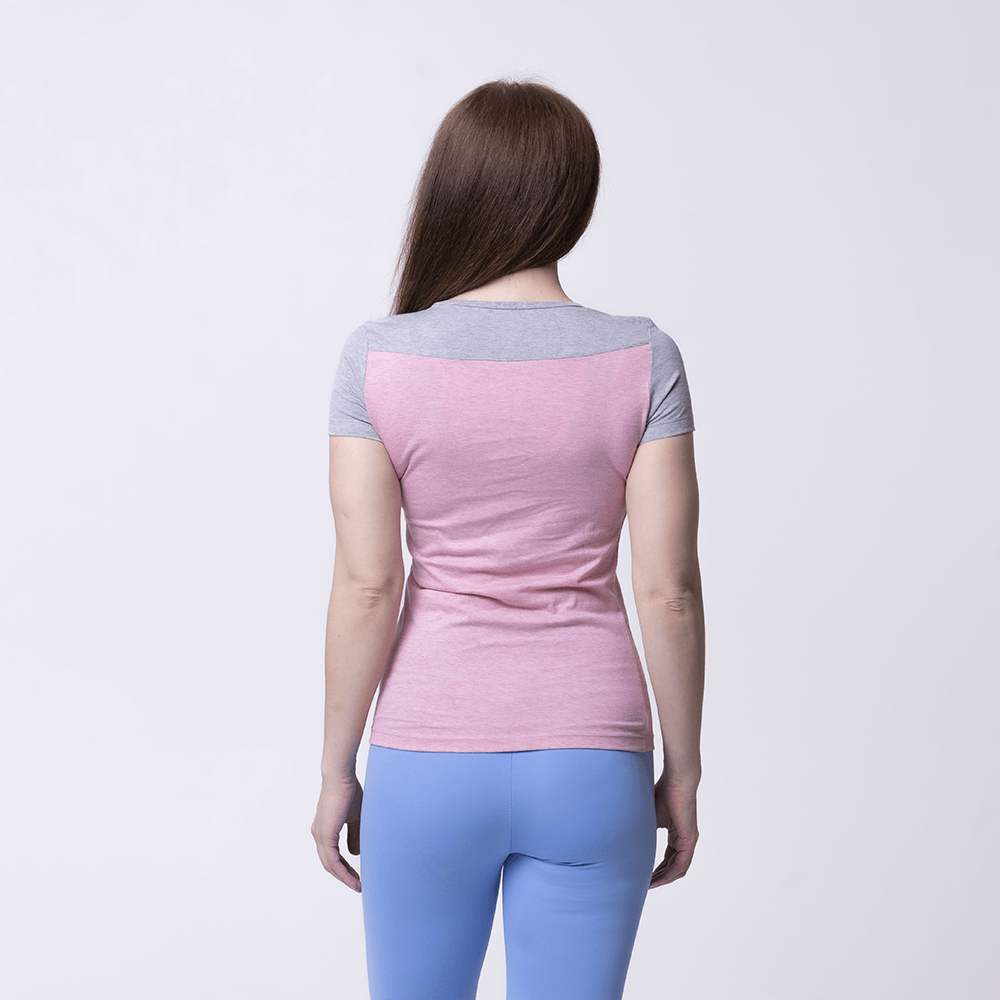 Серо-розовая женская футболка