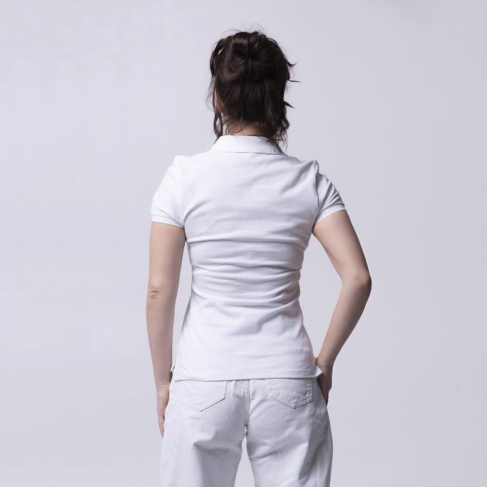 Женское белое поло под печать