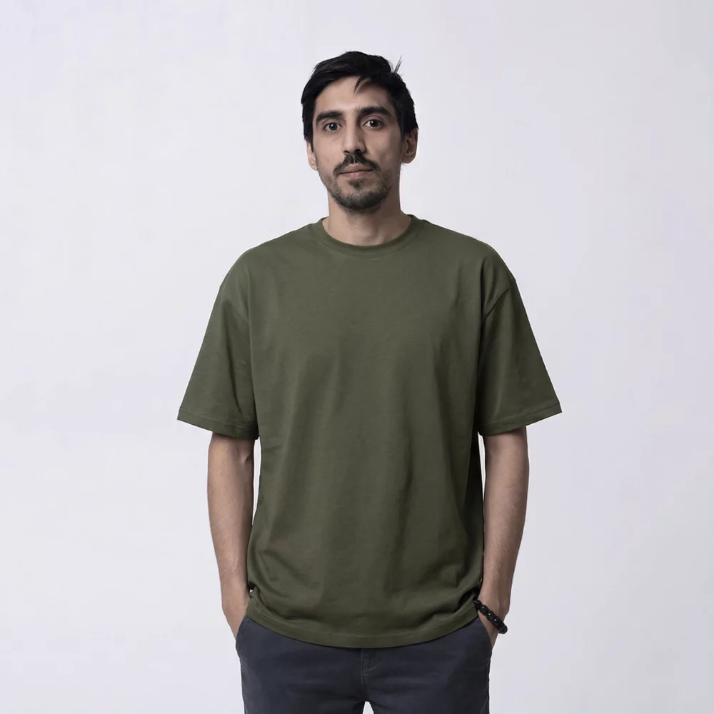 Хаки оверсайз футболка