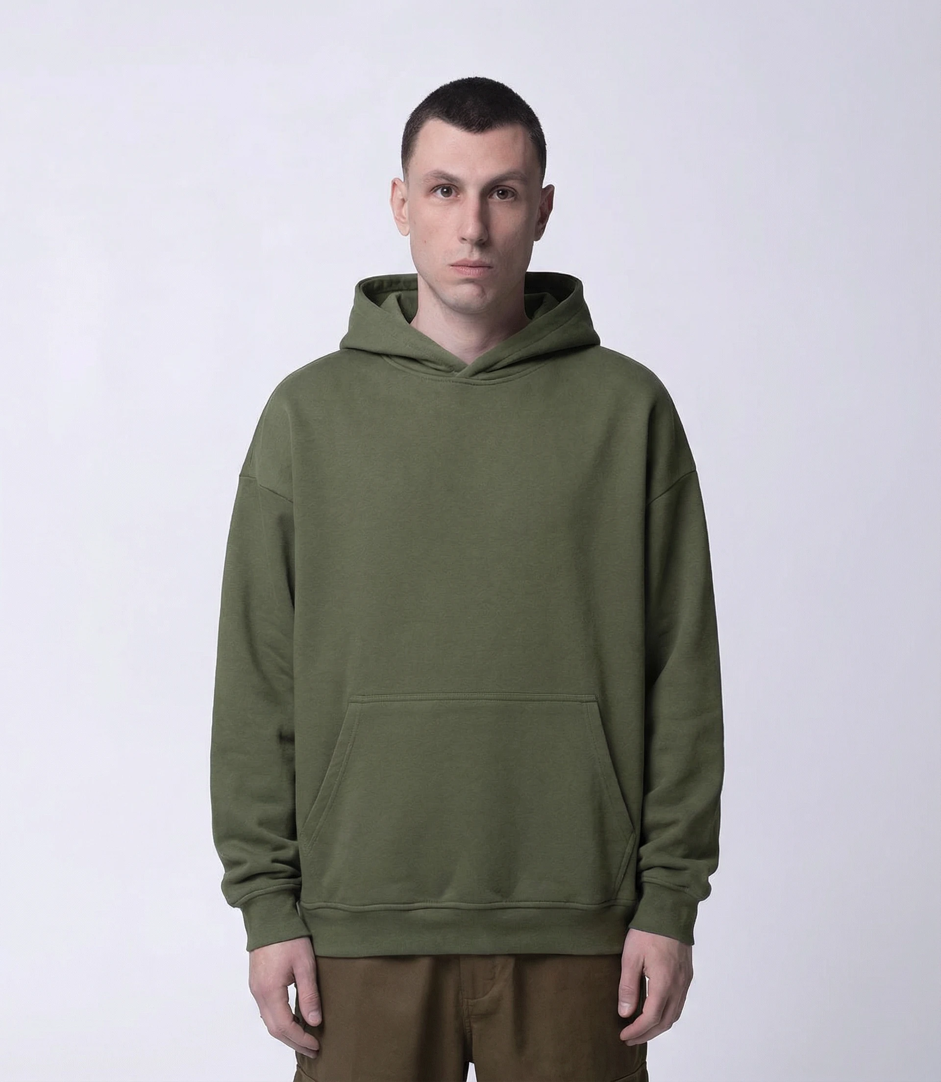 Хаки оверсайз толстовка