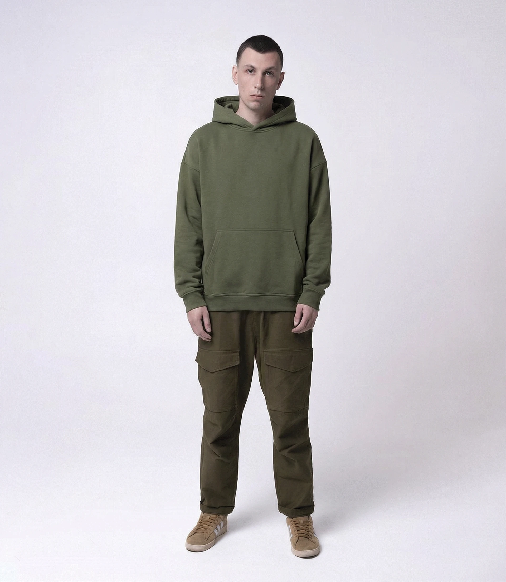 Хаки оверсайз толстовка